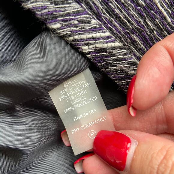 Calvin Klein Womens Skirt Size 20W Purple Black Gray White Tweed Lined NEW - Picture 7 of 8